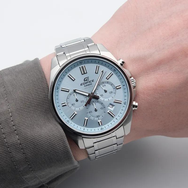 Casio Edifice Chronograph Ice Blue Dial Men's Watch- EFV-650D-2BV